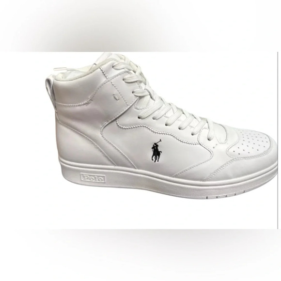 POLO RALPH Lauren CRT High Top Sneakers size 13D Leather White NWOB